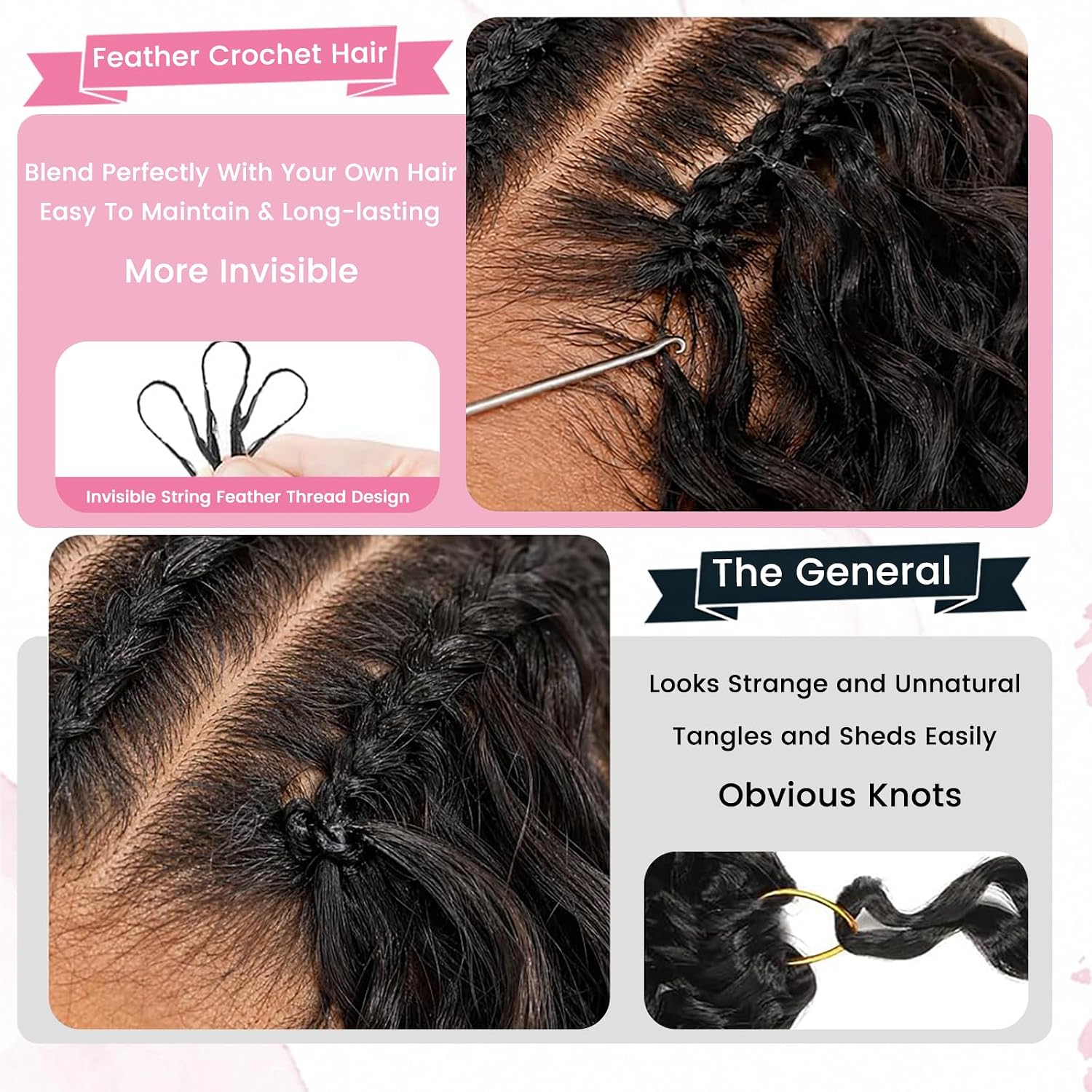Burmese Curly Crochet Human Hair 20 Inch 120g Pre-Separated Feather Crochet Human Hair Premium Reusable Bundles Human Hair Extensions Natural Color