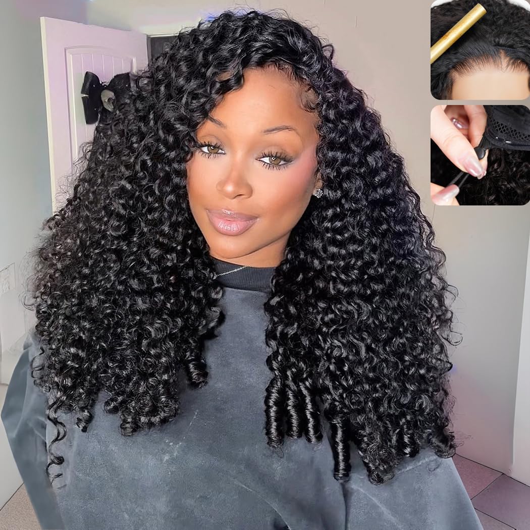 Blomas Burmese Curly Half Wig Human Hair for Women Curly Half Wig Human Hair with Drawstring Friendly for Beginner 24 Inch Wear and Go Glueless Wigs Human Hair with Spiral Curls End 180 Density