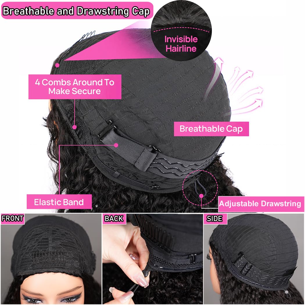 Blomas Burmese Curly Half Wig Human Hair for Women Curly Half Wig Human Hair with Drawstring Friendly for Beginner 24 Inch Wear and Go Glueless Wigs Human Hair with Spiral Curls End 180 Density