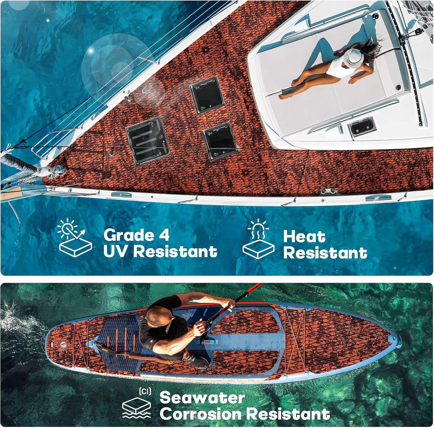 Boat Flooring. EVA Foam Marine Decking for Boat Yacht Kayak RV Stair Floor | Self-adhesive. easy to cut. non-slip. waterproof. UV resistant. easy to clean. EVA foam material