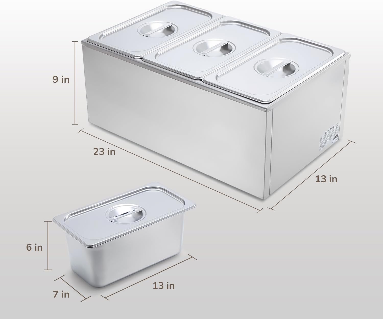 SYBO Commercial Food Warmer. Stainless Steel Bain Marie Steam Table | Easy to Clean. For Buffet Catering and Restaurants. ETL. CE ROHS Certified. 3 Sections