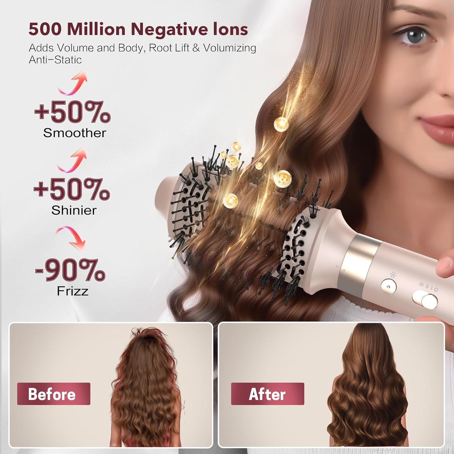 Mythsight StyleVibe 6-in-1 Air Styler with Hair Dryer & Auto-Wrap Curl L/R | Blow Dryer Brush. Thermal Brush and Straightener Brush For Fast Drying. Curls. Volumizing. Smooth Blowouts and Frizz Control