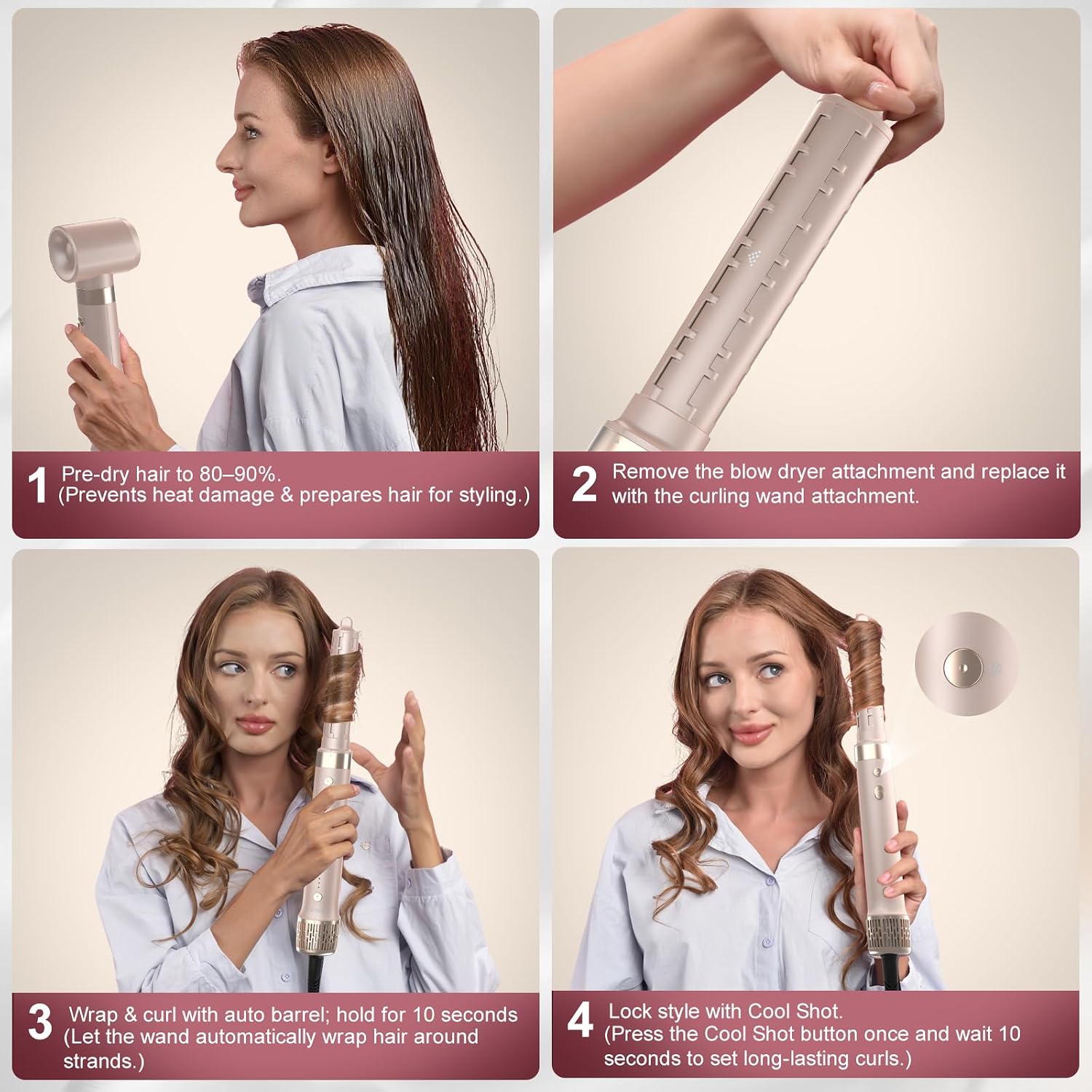 Mythsight StyleVibe 6-in-1 Air Styler with Hair Dryer & Auto-Wrap Curl L/R | Blow Dryer Brush. Thermal Brush and Straightener Brush For Fast Drying. Curls. Volumizing. Smooth Blowouts and Frizz Control