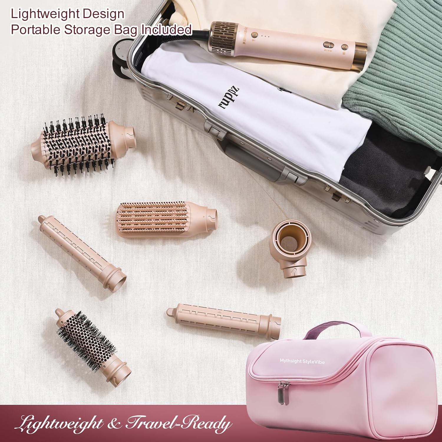 Mythsight StyleVibe 6-in-1 Air Styler with Hair Dryer & Auto-Wrap Curl L/R | Blow Dryer Brush. Thermal Brush and Straightener Brush For Fast Drying. Curls. Volumizing. Smooth Blowouts and Frizz Control