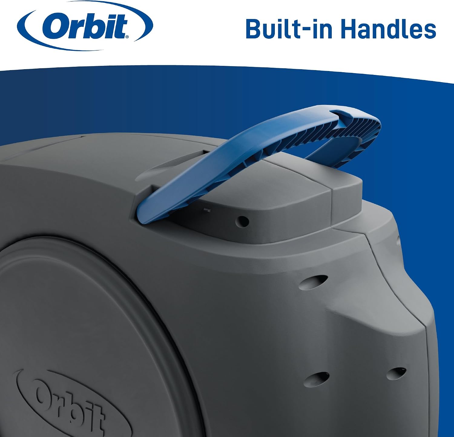 Orbit Auto-Retractable Garden Hose Reel. Wall Mount. 100ft x 5/8in - 28263 | Heavy-Duty 180 Degree Swivel Mount Hose Reel with 500 PSI Burst Strength for Easy Auto-Retractable Storage