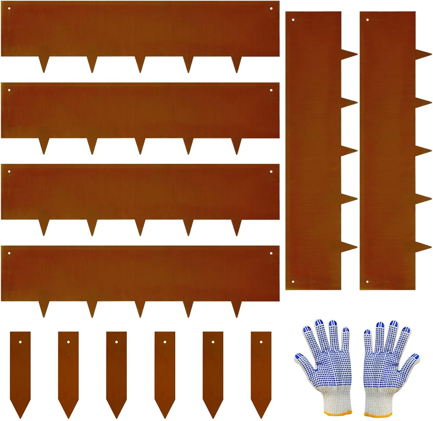 Corten Steel Landscape Edging 10 Inch Metal Garden Edging Pre-Rusted 6-Pack | 20Ft Total Heavy Duty Metal Landscape Edging. No Dig. Bendable for Curved Borders. 6 Clips for Yard. Pathway. Backyard