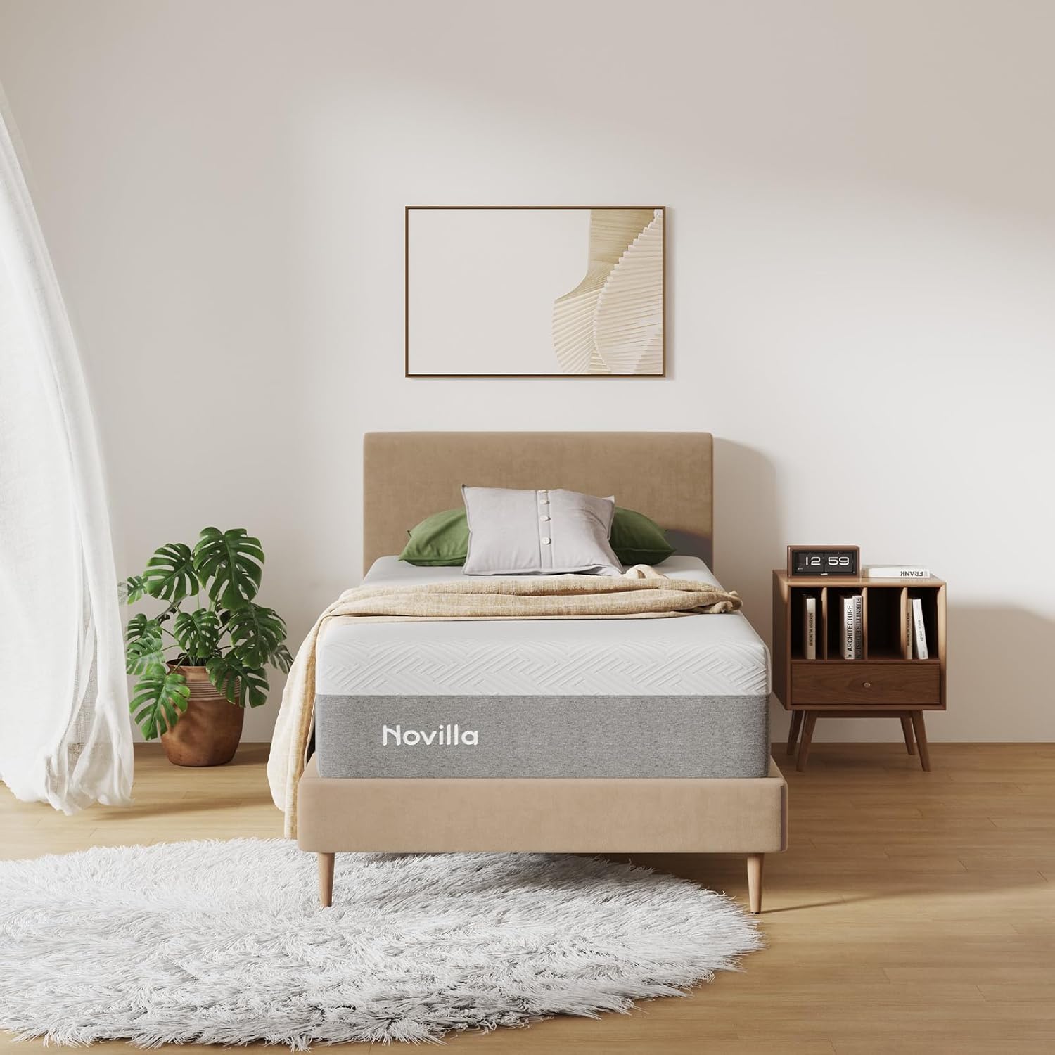 Novilla Bliss Twin Mattress. 10 Inch Gel Memory Foam Twin Mattress in a Box | Cooling Comfort & Pressure Relieving. Target Zoned Support for Back Pain Relief. Medium Plush Feel