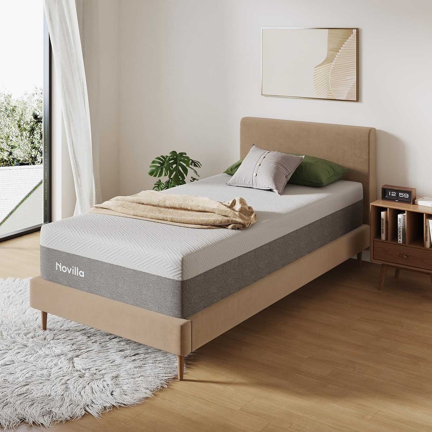 Novilla Bliss Twin Mattress. 10 Inch Gel Memory Foam Twin Mattress in a Box | Cooling Comfort & Pressure Relieving. Target Zoned Support for Back Pain Relief. Medium Plush Feel