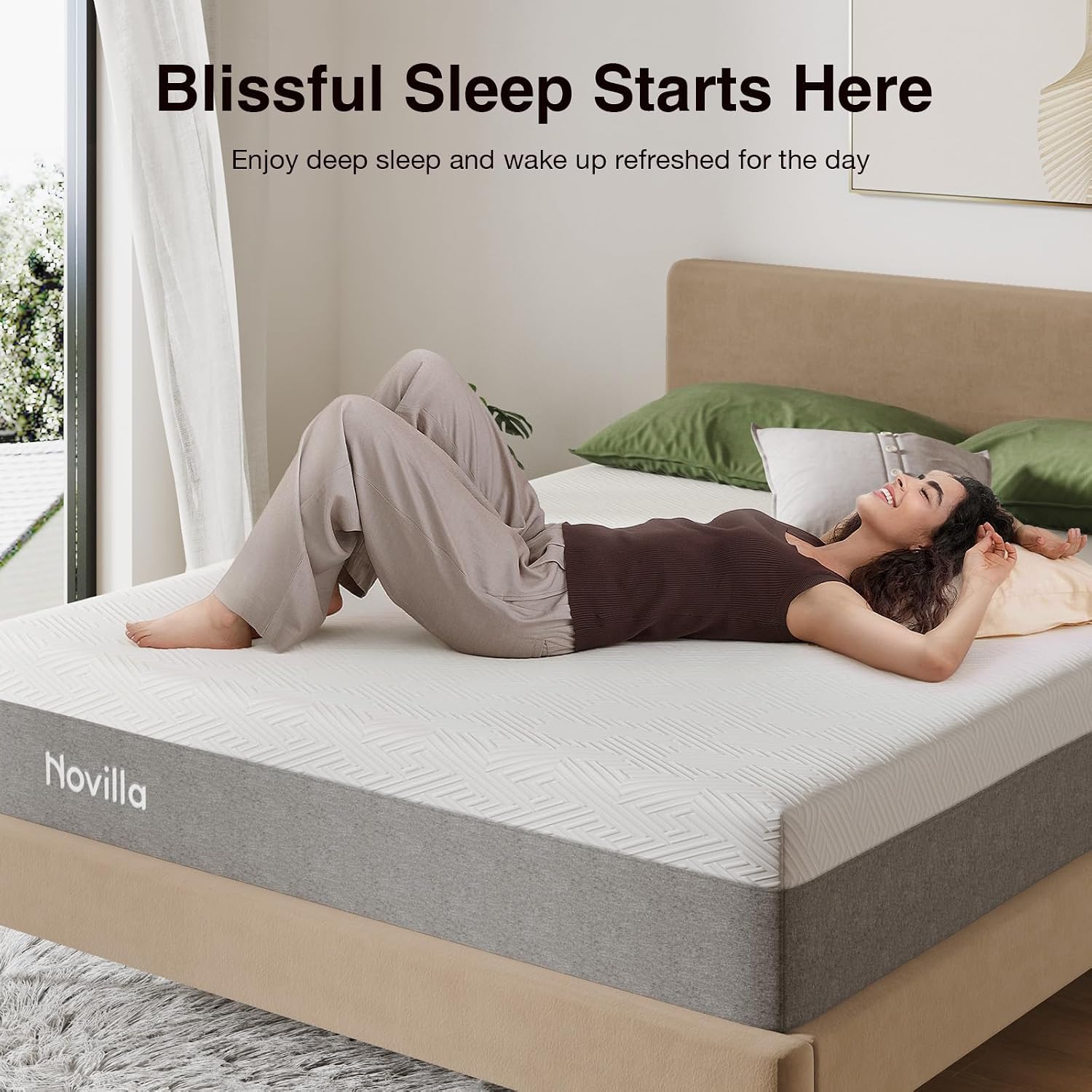 Novilla Bliss Twin Mattress. 10 Inch Gel Memory Foam Twin Mattress in a Box | Cooling Comfort & Pressure Relieving. Target Zoned Support for Back Pain Relief. Medium Plush Feel