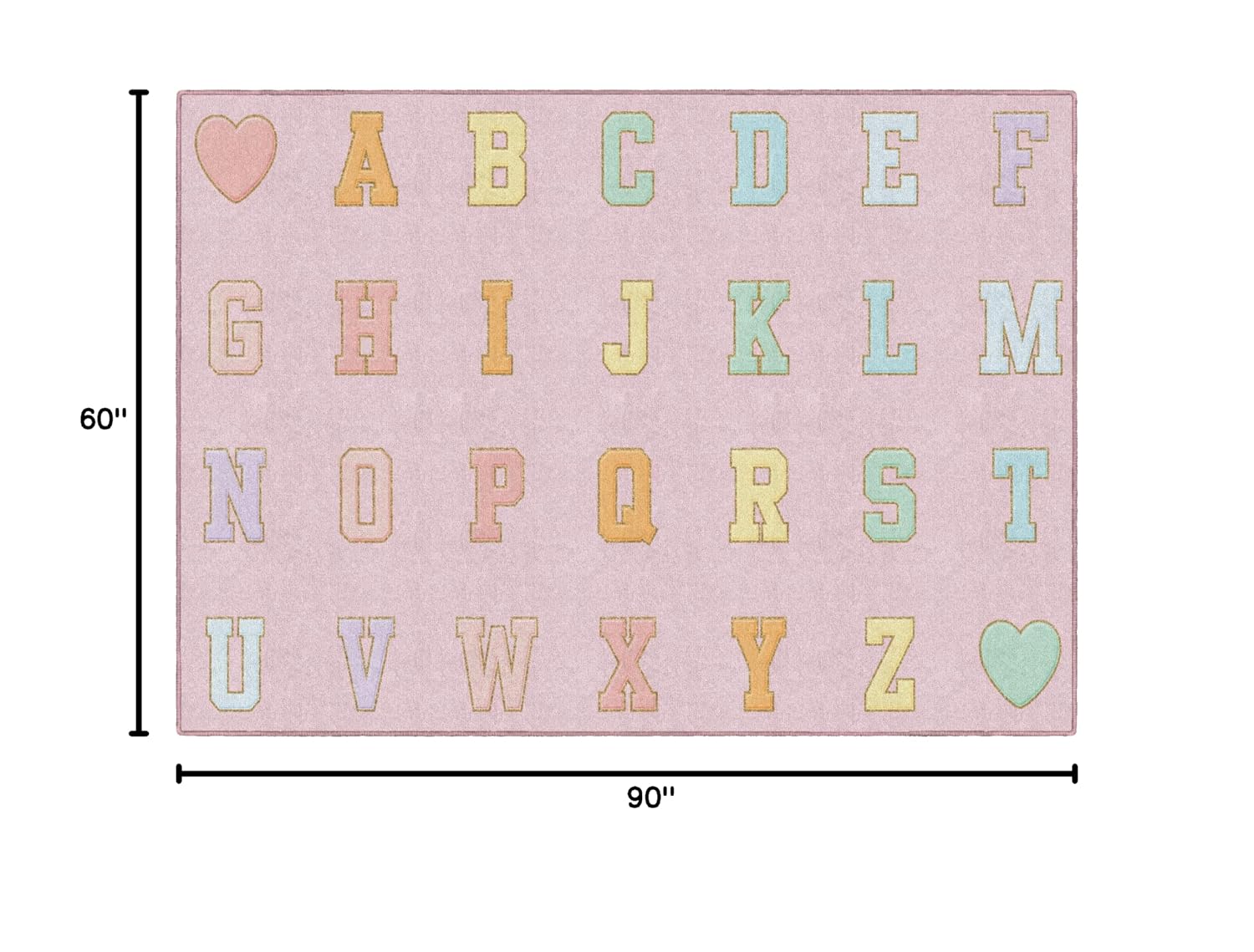 Flagship Carpets Pink Pastel Alphabet Criss-Cross Applesauce Educational Area Rug for Kids Room Seating Décor. Children's Classroom. Play Carpet for Teaching and Playroom. 5' x 7'6