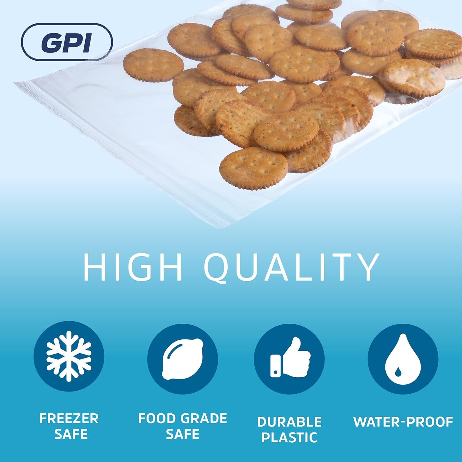 GPI - 9 x 12 - Case of 1000. 2 Mil thick. Large. Clear Plastic Reclosable Zip Bags. Hang Hole For Display. Durable Poly Baggies with Resealable Zip Top Lock for Storage. Packaging & Shipping