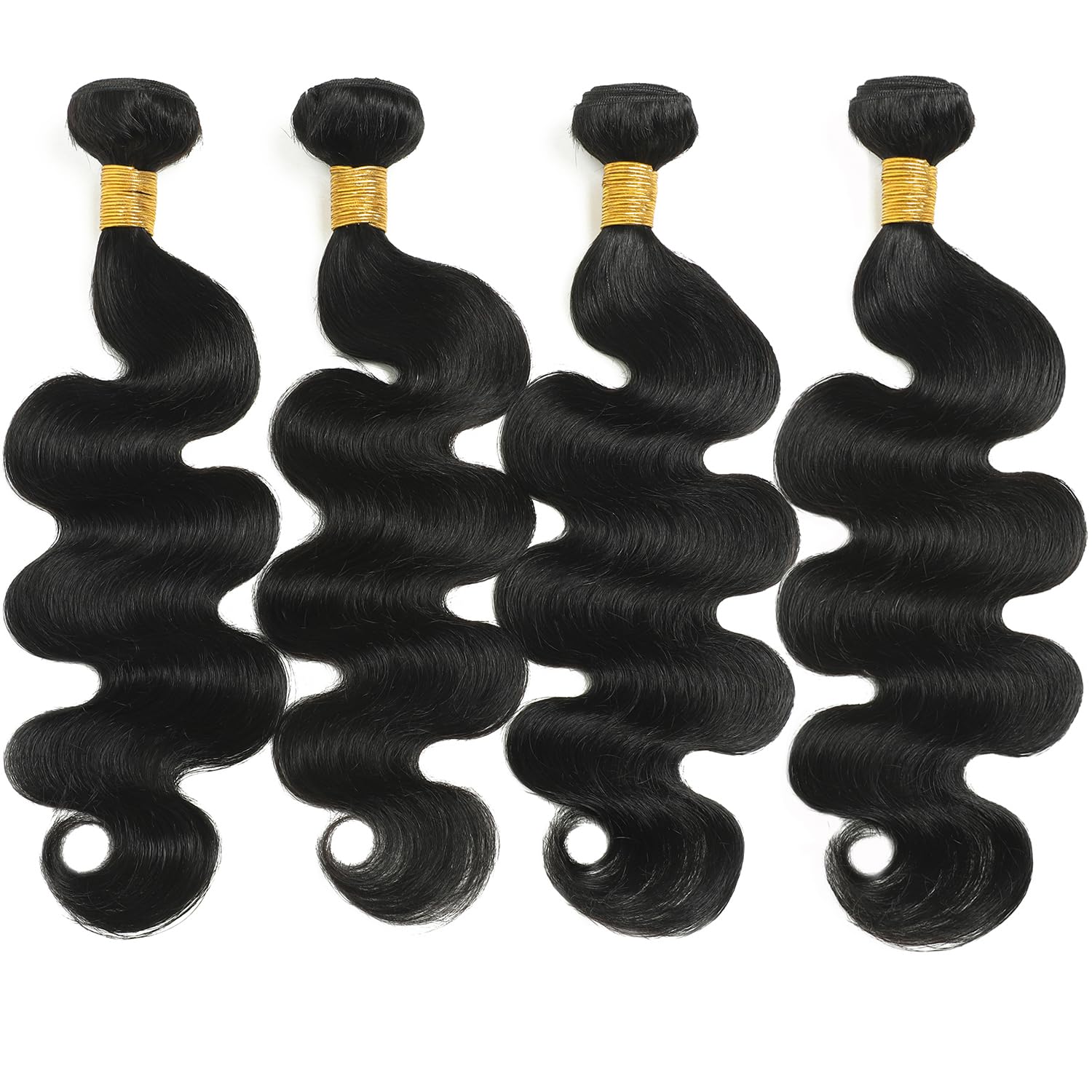 Body Wave Bundles Human Hair 20 22 22 24 Inch Human Hair Bundles 100% Unprocessed Brazilian Virgin Human Hair Extensions for Women Natural Color