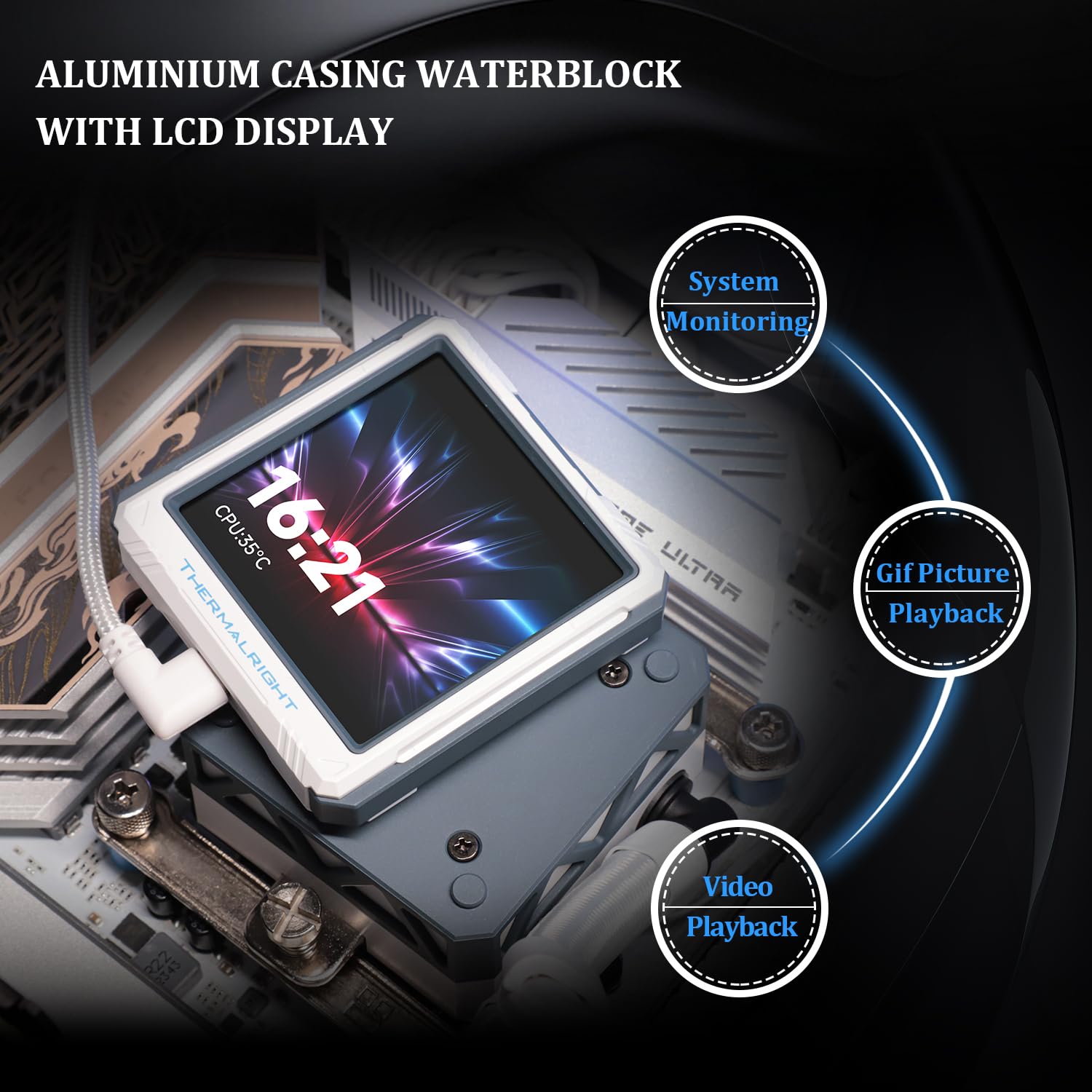 Thermalright FW360 Ultra ARGB White CPU AIO Cooler.PC 360 Specification Water Cooler System.IPS LCD Screen with 480x480 Resolution.for AM5.Intel LGA1700/1851.High Performance Pump.2.88in LCD Screen