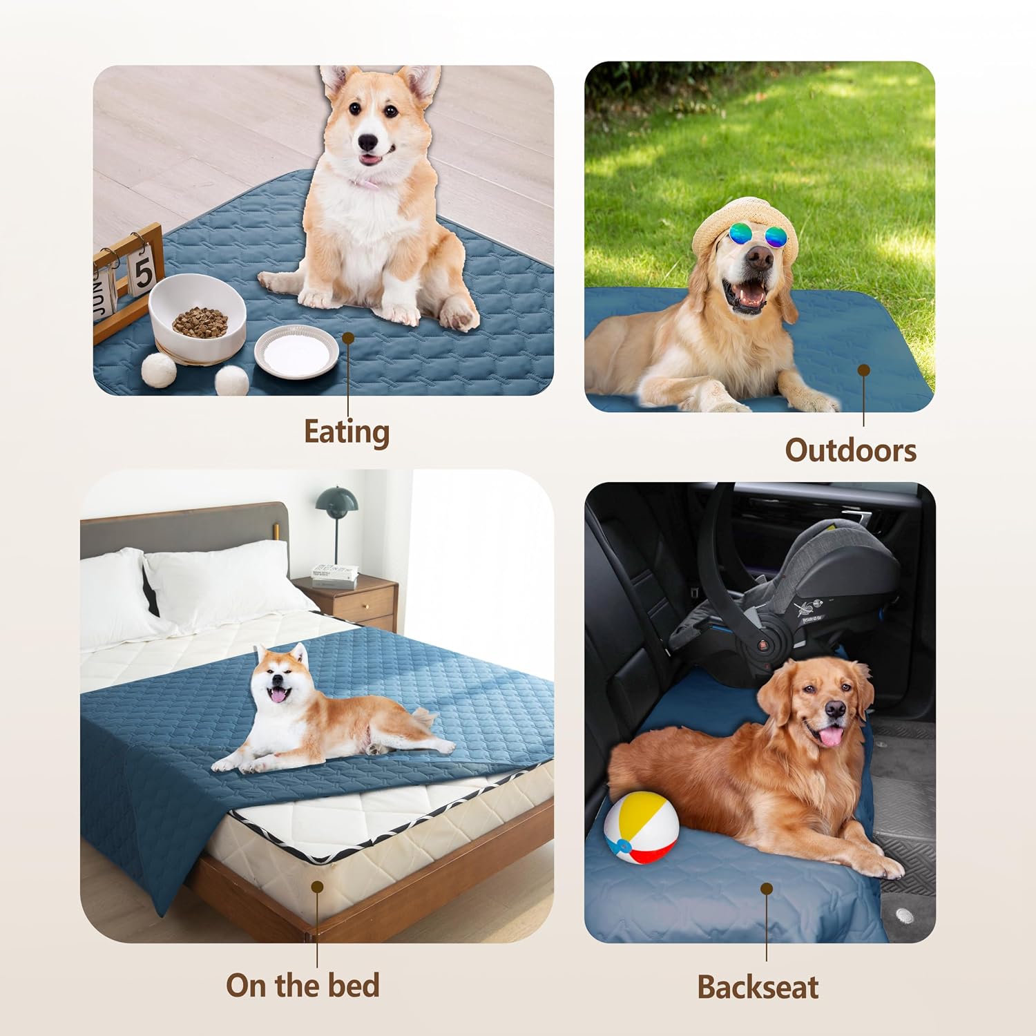 gogobunny 3X Stronger Waterproof Pet Blanket. Scratch Proof Furniture Protector for Dogs Cats. Reversible Cover 30x30 Inch. Dark Blue