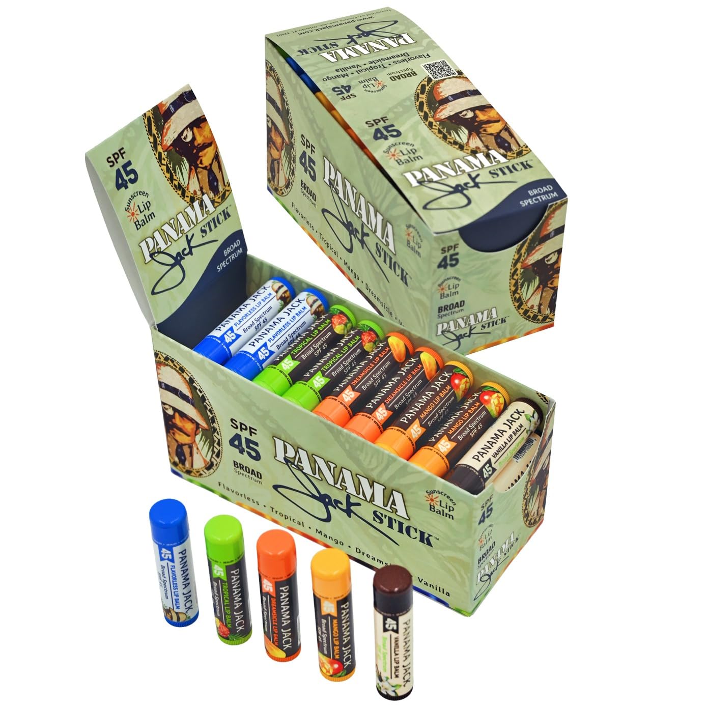 Panama Jack SPF 45 Lip Balm - Broad Spectrum UVA-UVB Sunscreen Protection. Prevents & Soothes Dry. Chapped Lips (Multi-flavored. Pack of 50)