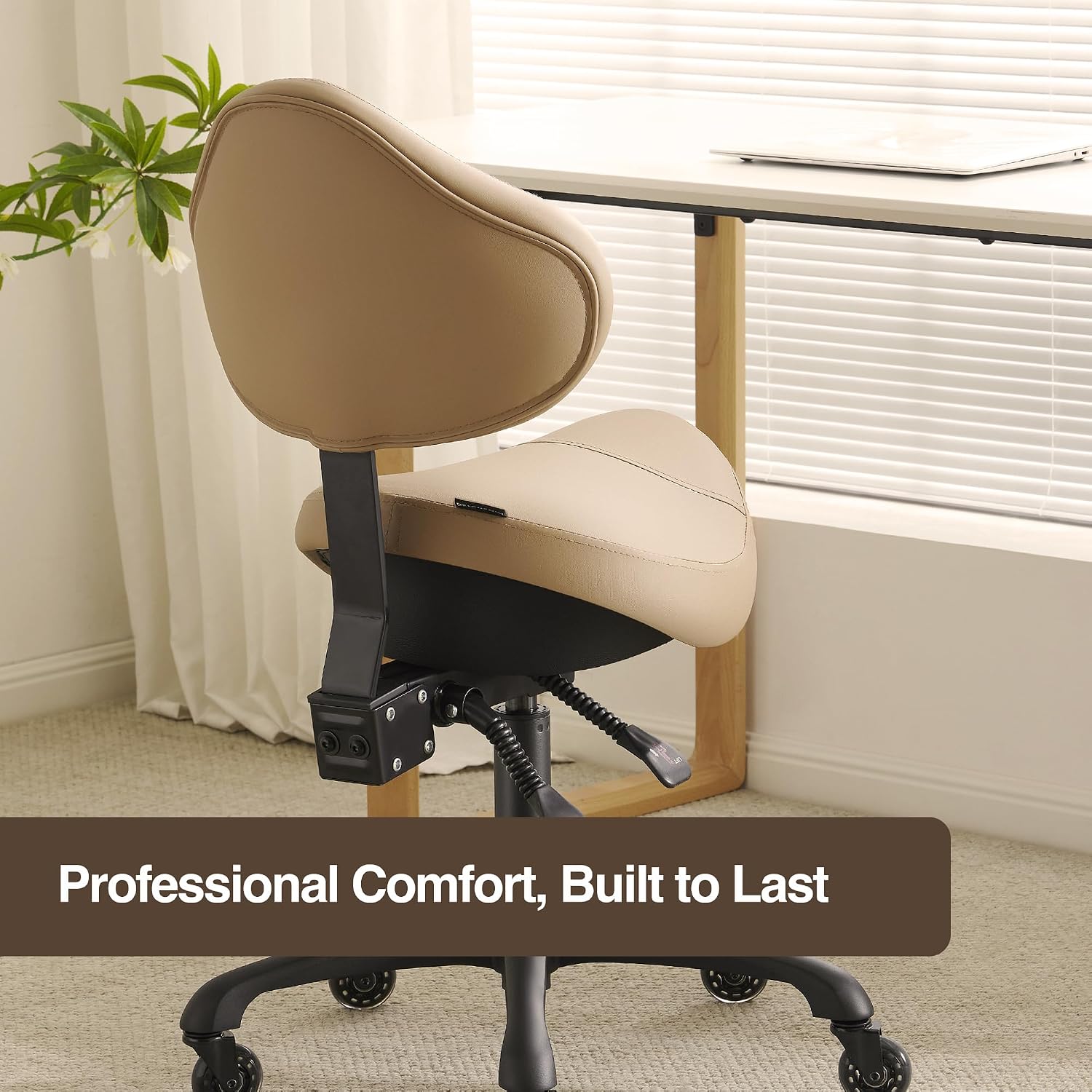 Ergonomic Saddle Chair with Back Support. Adjustable Rolling Stool | Aluminum Base · Adjustable Backrest · PU Casters · 400 lb Capacity · Dental. Salon. Spa & Office