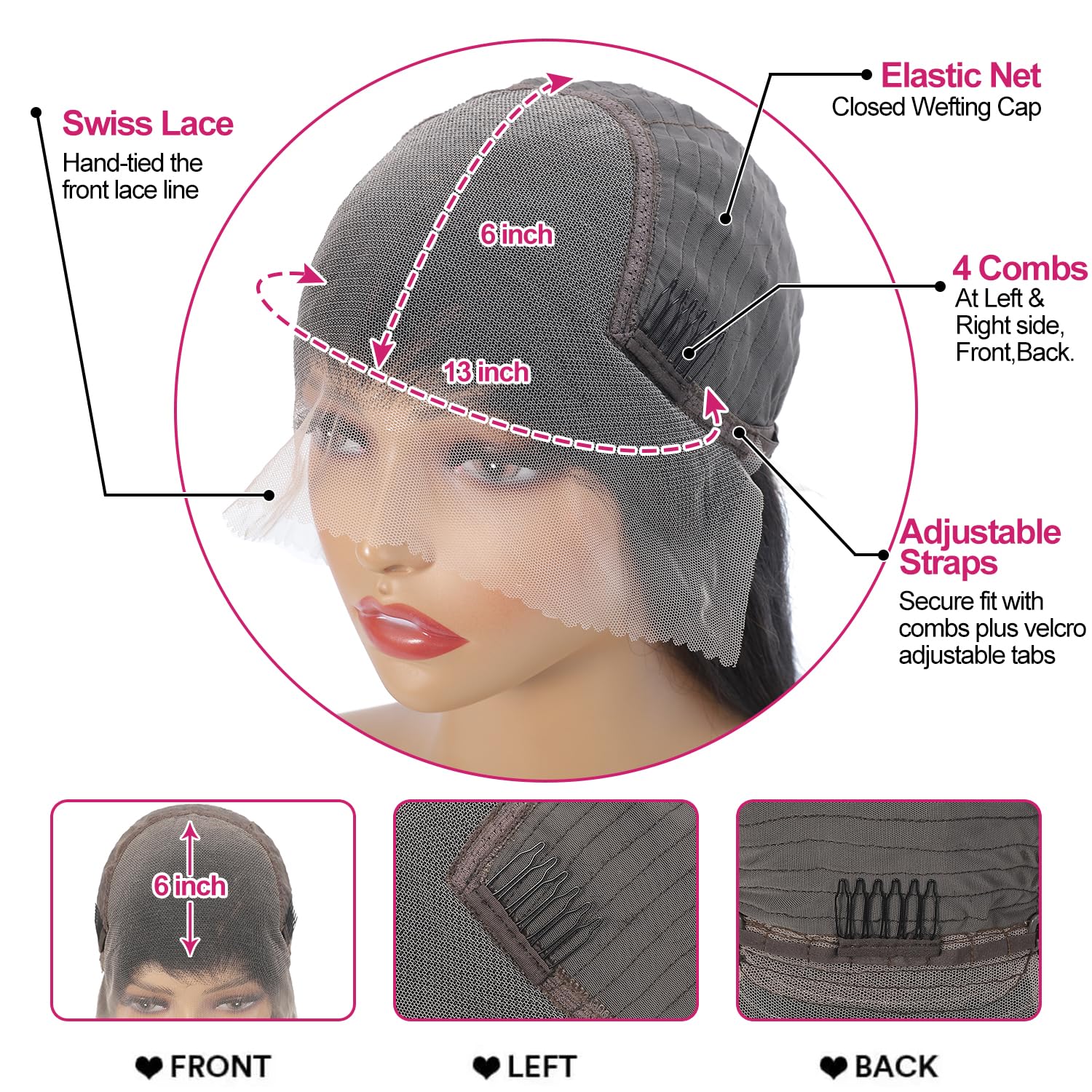 Btomar 13x6 Lace Front Wigs Human Hair 200 Density Straight Wig 30 Inch | 100% Human Hair with Natural Pre-Plucked Hairline. HD Lace Large Deep Parting Space. No Shedding. Straight Soft Silky Texture