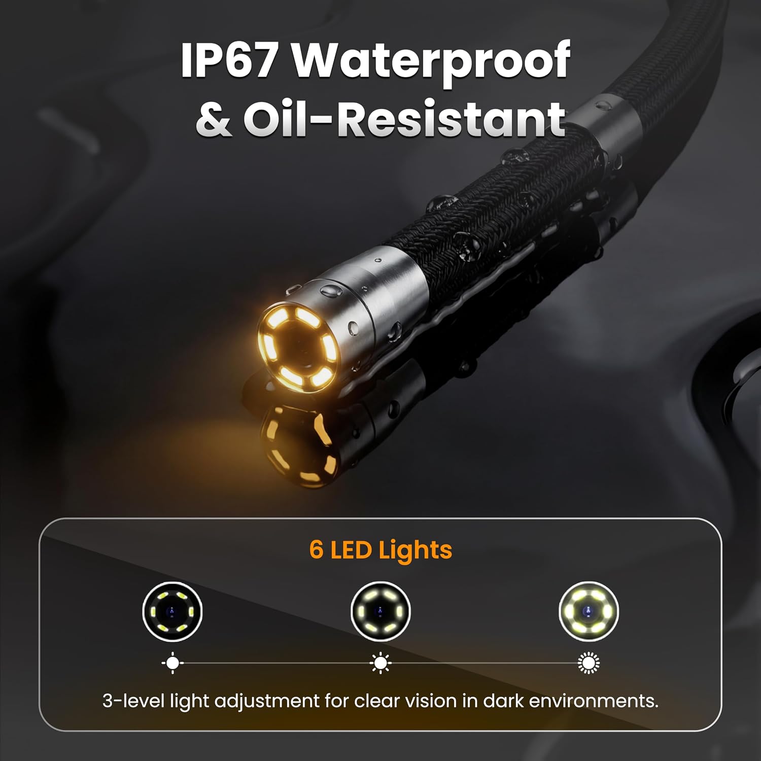 KLARAY US23-MD62 Two-Way Articulating Borescope with Light. Industrial Endoscope Inspection Camera with 6.2mm Articulated Probe. Flexible Mechanic Snake Scope for Automotive Engine - 3.3FT
