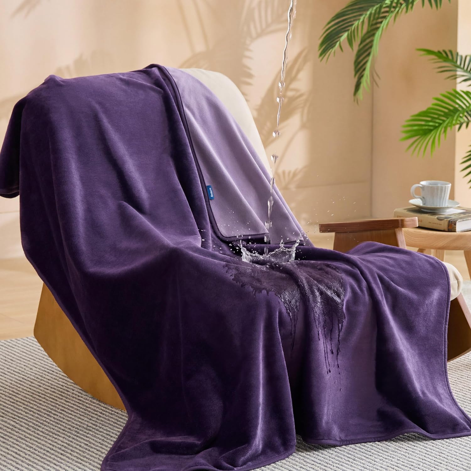Bedsure Waterproof Blanket Soft Flannel Fleece Couch Cover.50x60 | Dog Blankets for Large Senior Dogs .Washable Throw for Pet Cat Leakproof.Furniture Protector for Travel Camping.Eggplant