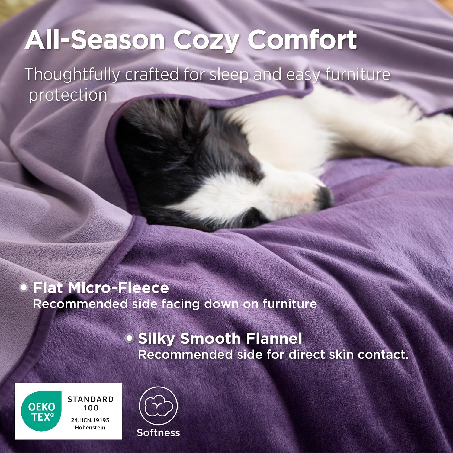 Bedsure Waterproof Blanket Soft Flannel Fleece Couch Cover.50x60 | Dog Blankets for Large Senior Dogs .Washable Throw for Pet Cat Leakproof.Furniture Protector for Travel Camping.Eggplant