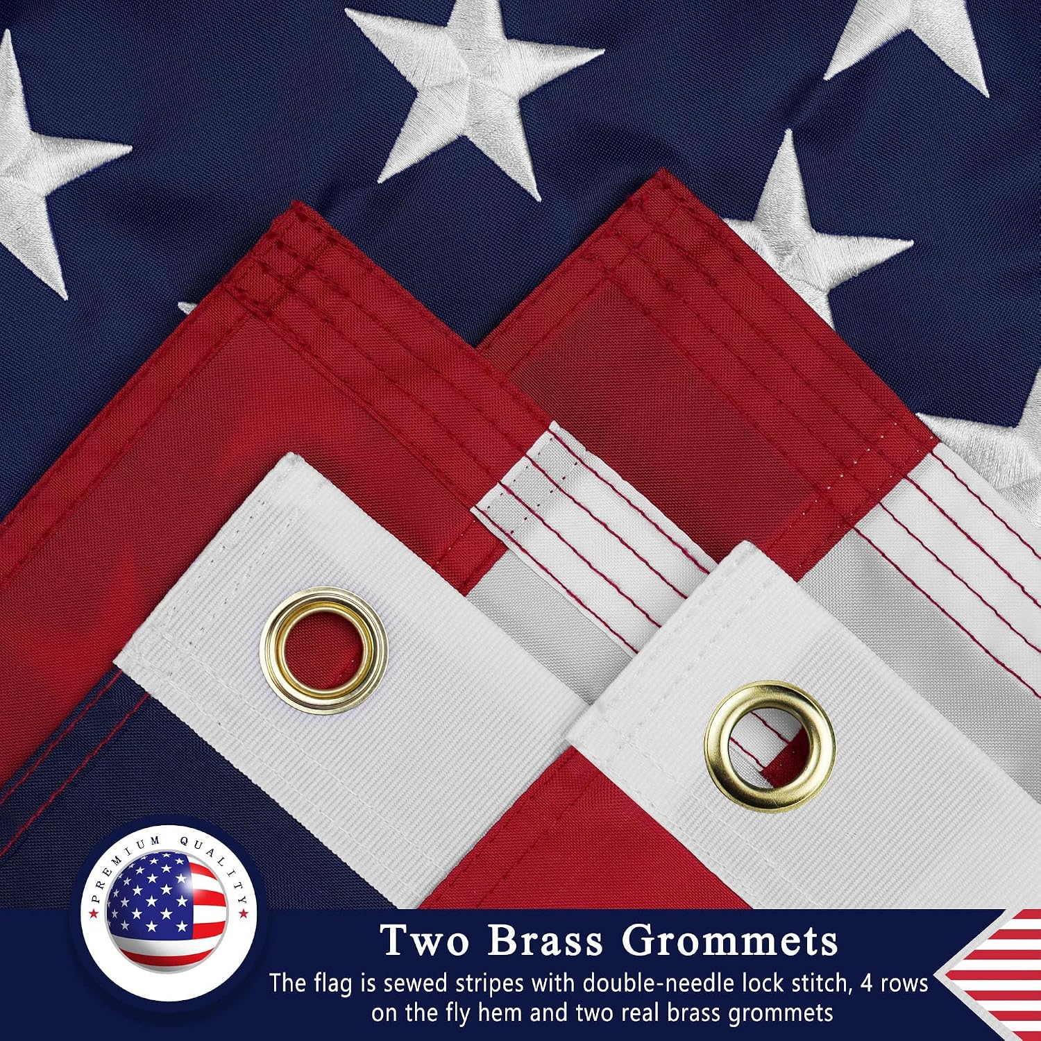 American Flag 8x12 Ft for Outside. Heavy Duty US Flag for High Wind Outdoor | Heavy Duty Nylon. Fade Resistant and Waterproof USA Flag with Embroidered Stars. Sewn Stripes. Brass Grommets
