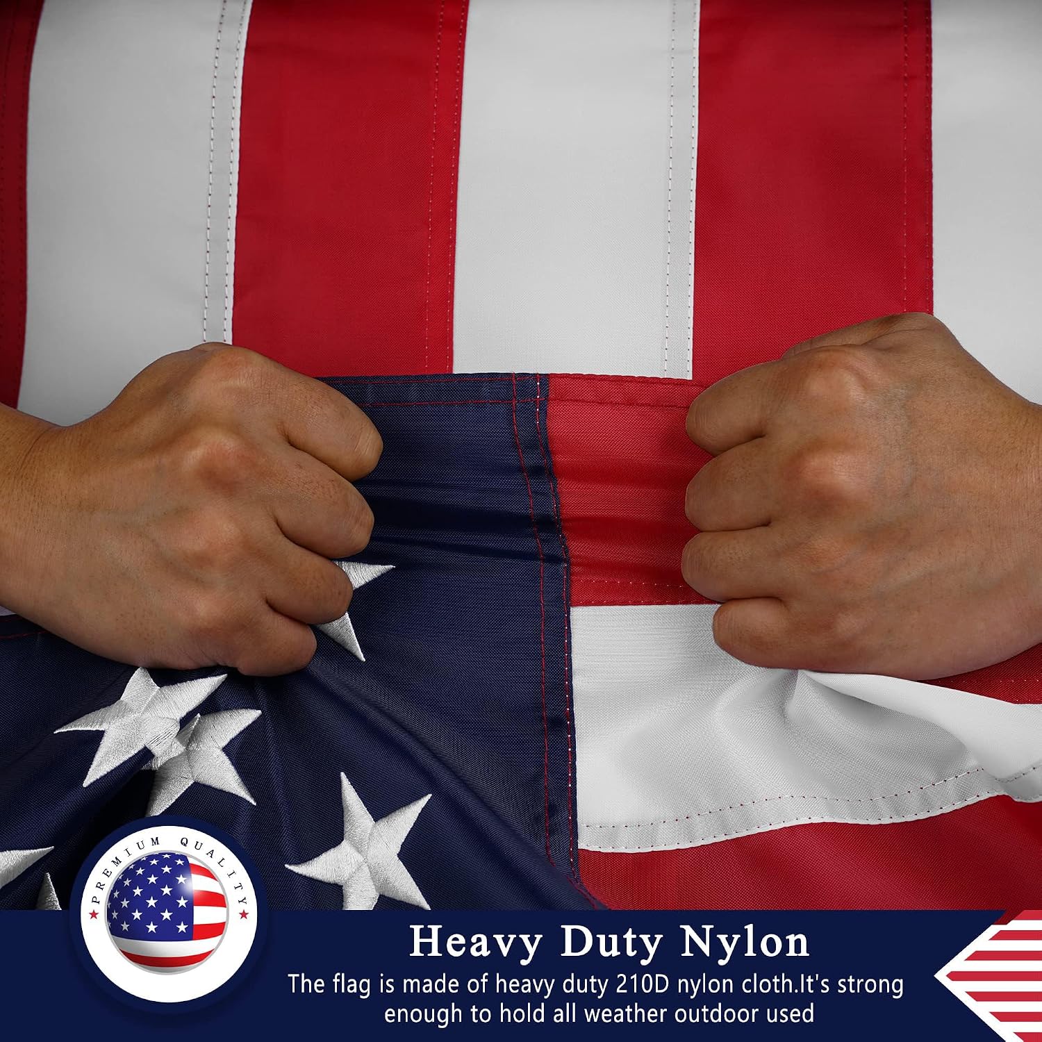 American Flag 8x12 Ft for Outside. Heavy Duty US Flag for High Wind Outdoor | Heavy Duty Nylon. Fade Resistant and Waterproof USA Flag with Embroidered Stars. Sewn Stripes. Brass Grommets