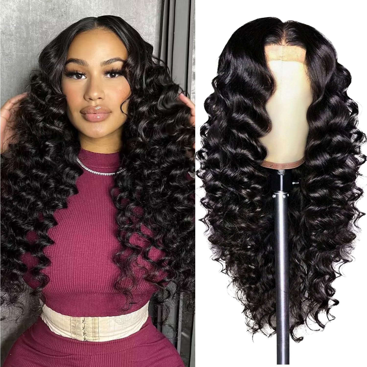 PYY Deep Wave Lace Front Wigs Human Hair Glueless Wigs For Women 28 Inch | Soft Texture. Realistic Hairline. Easy Styling. Adjustable Comfort Fit for Daily Wear & Special Events Natural Color 28 Inch