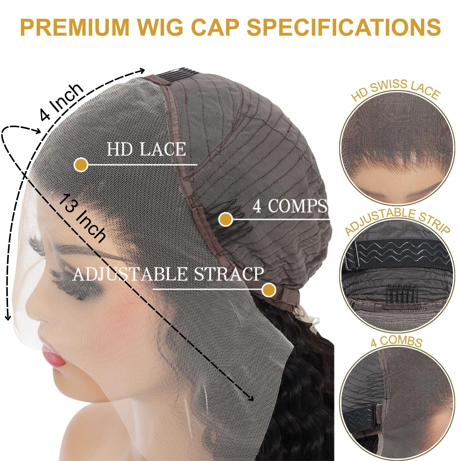 PYY Deep Wave Lace Front Wigs Human Hair Glueless Wigs For Women 28 Inch | Soft Texture. Realistic Hairline. Easy Styling. Adjustable Comfort Fit for Daily Wear & Special Events Natural Color 28 Inch