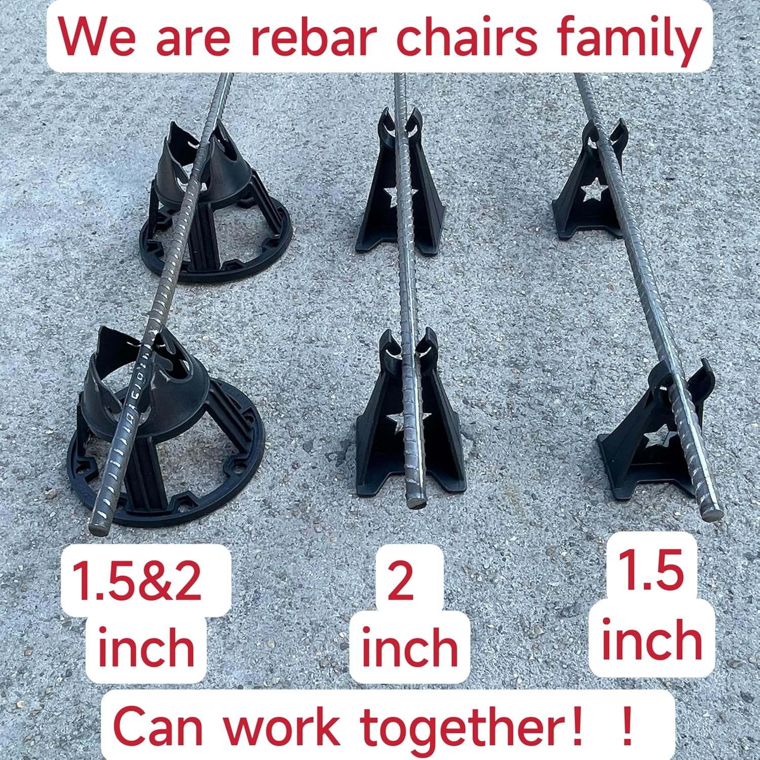 1.5 & 2 Rebar Support Chairs Elevates Concrete Chair for Rebar #3#4#5 and Steel Wire Mesh High Quality and Durable (500. 1.5 inch) - Amazon.com