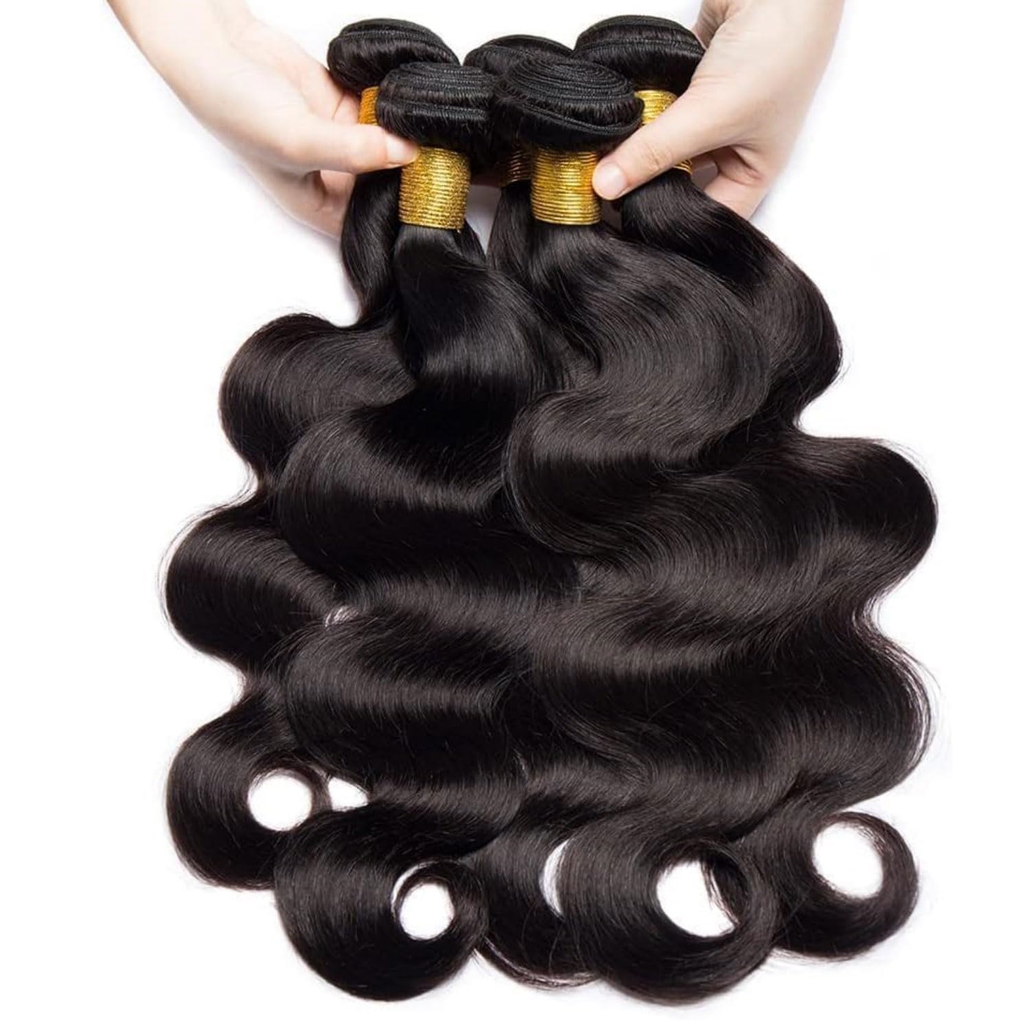 Body Wave Bundles Human Hair 12A Human Hair Bundles Unprocessed Brazilian Virgin Hair 3 Bundle Weave Extensions Human Hair Natural Black Color Bundles 24 26 28 Inch