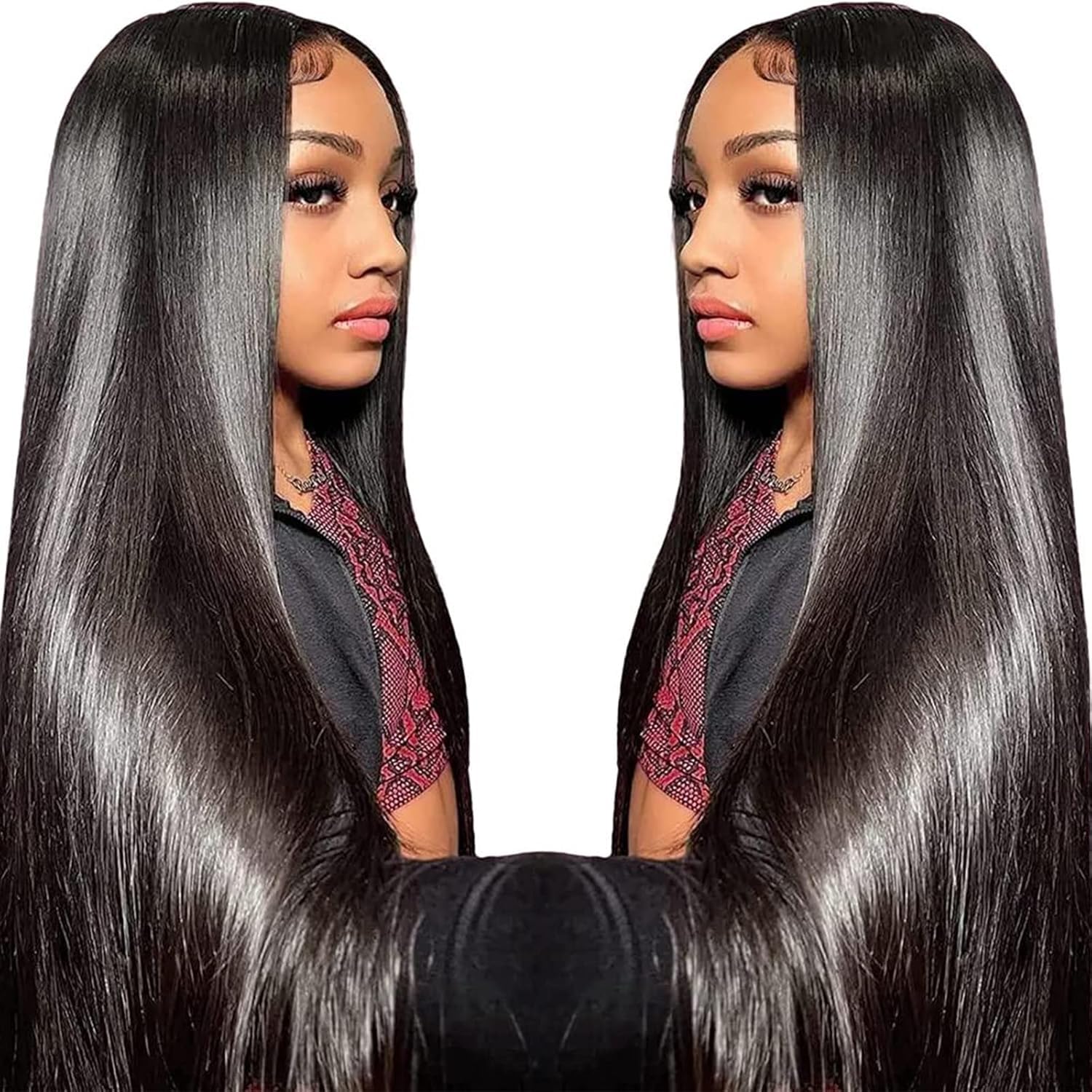 TTSMINS 13x6 Lace Front Wigs Human Hair 180 Density 32 Inch Straight Wig | HD Transparent Lace.Pre-plucked Hairline.Middle or Side Parts with An Adjustable Cap.For Daily Wear.Work and Special Events
