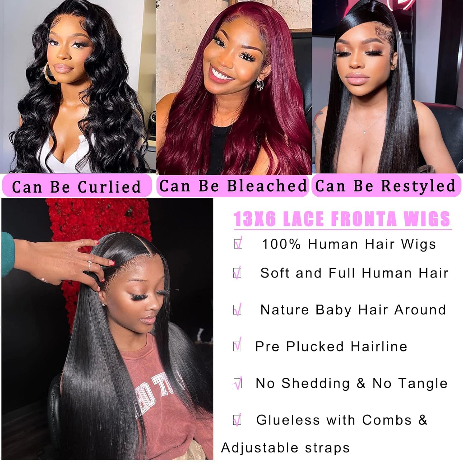 TTSMINS 13x6 Lace Front Wigs Human Hair 180 Density 32 Inch Straight Wig | HD Transparent Lace.Pre-plucked Hairline.Middle or Side Parts with An Adjustable Cap.For Daily Wear.Work and Special Events