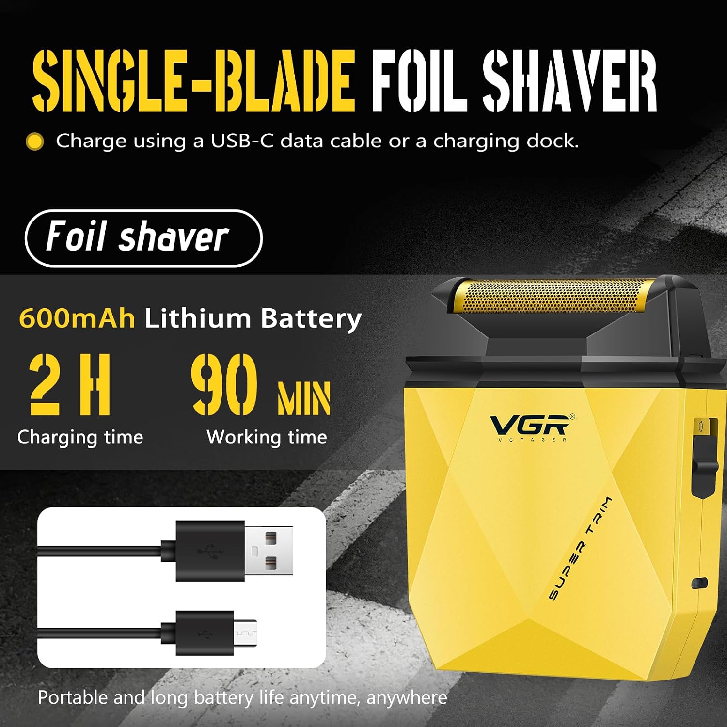 VGR 877S3 3-in-1 Barber Kit with Clipper Trimmer Foil Shaver. Gold | 9000/8000 RPM. 150/180/90min Runtime. DLC/Ceramic Blades. Titanium Foils. Charging Base. LED Display. All-in-One Grooming Set