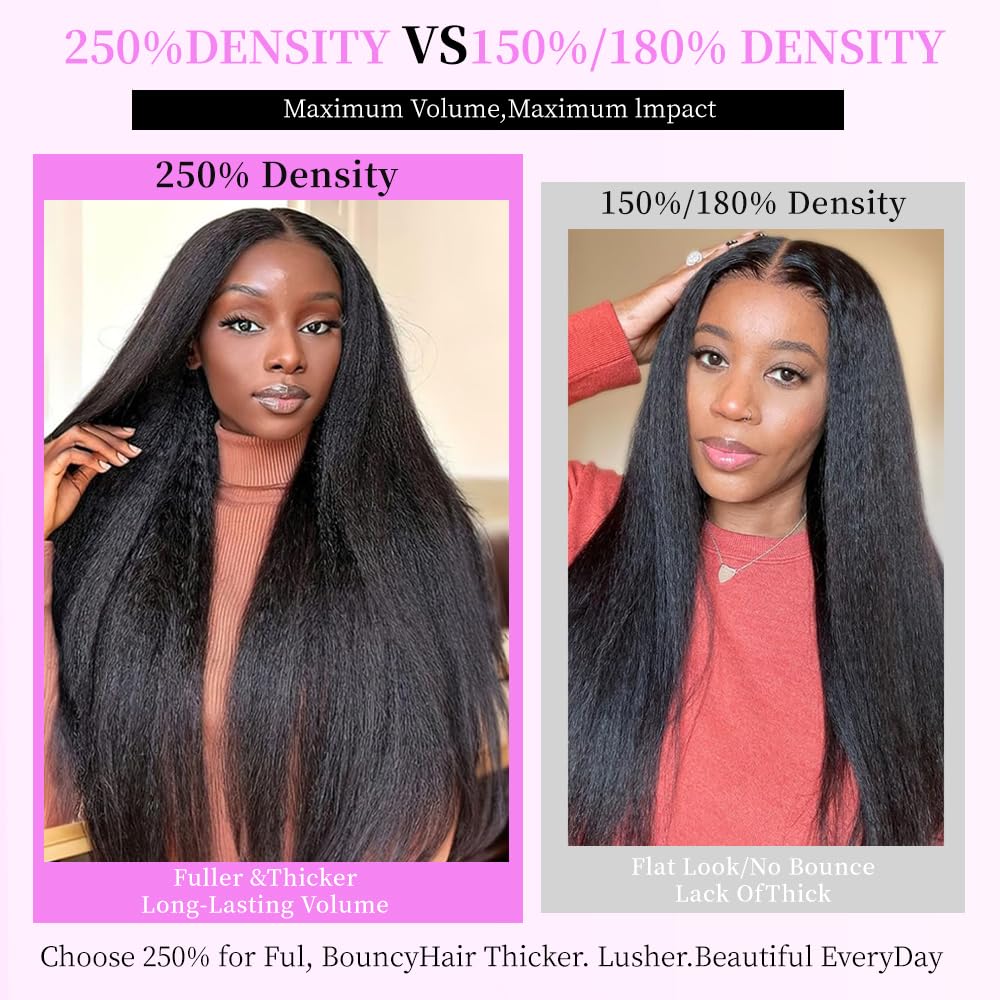 Lannaax 30 Inch 250 Density Curly Wig Human Hair With Drawstring Deep Wave Lace Front Wigs Human Hair Pre Plucked Virgin Remy Hair 5x Longer Lifespan 13x6 HD Lace Frontal Wigs Natural Black