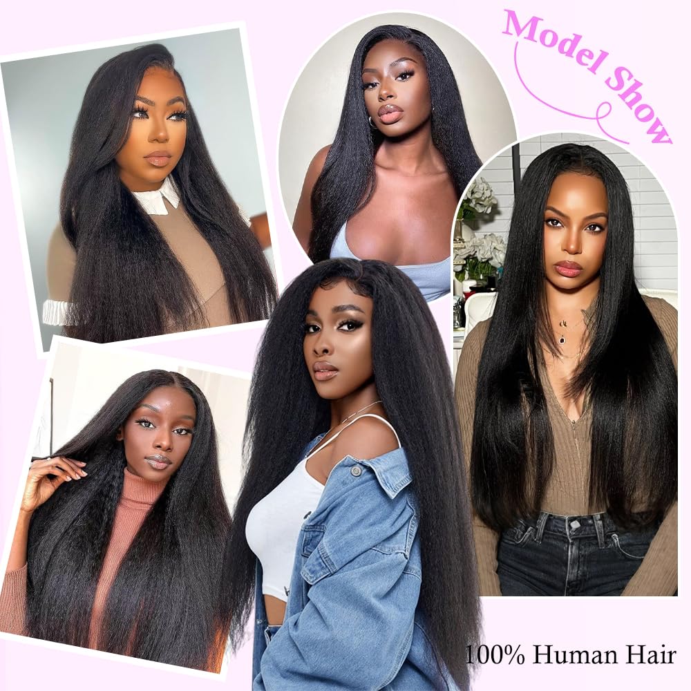 Lannaax 30 Inch 250 Density Curly Wig Human Hair With Drawstring Deep Wave Lace Front Wigs Human Hair Pre Plucked Virgin Remy Hair 5x Longer Lifespan 13x6 HD Lace Frontal Wigs Natural Black