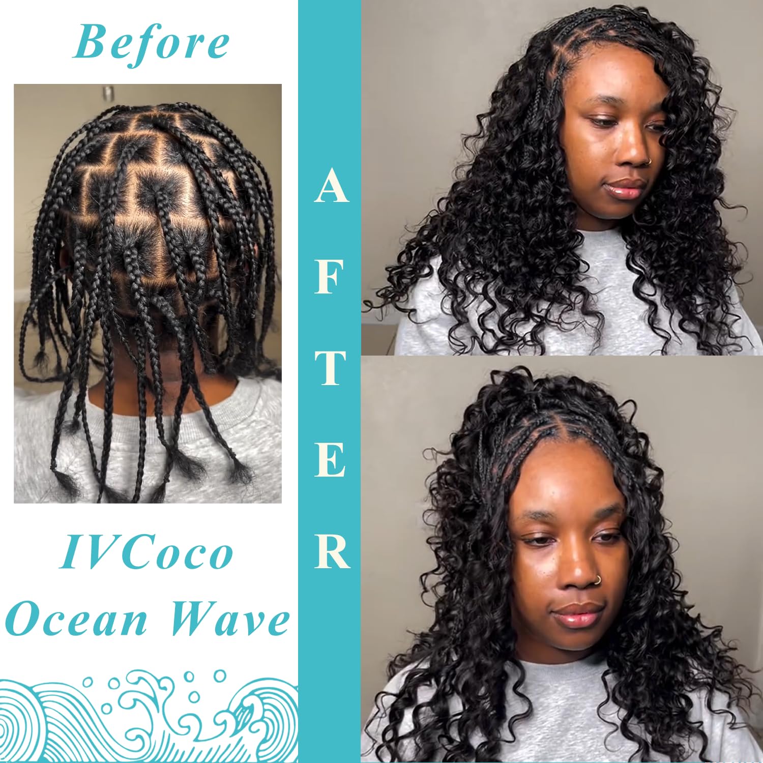 IVCoco Human Crochet Hair for Black Women 22 Inch Ocean Wave Crochet Human Hair Bundles 200g Pre-Separated Feather Crochet Human Hair Invisible Crochet Hair Extensions 160 Strands Natural Black
