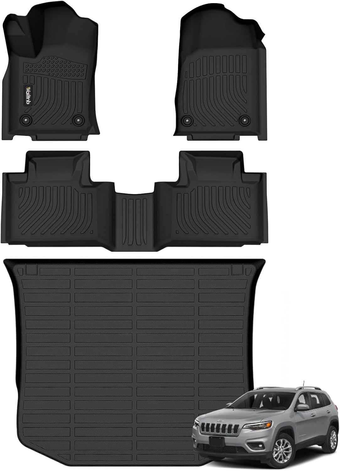 Wailtnb Car Floor Mats & Cargo Mat Custom for 2016-2021 Jeep Grand Cherokee & 2022 2023 Grand Cherokee WK (Not for L) All Weather Floor Mats for Jeep Grand Cherokee Trunk Mat Black Accessories