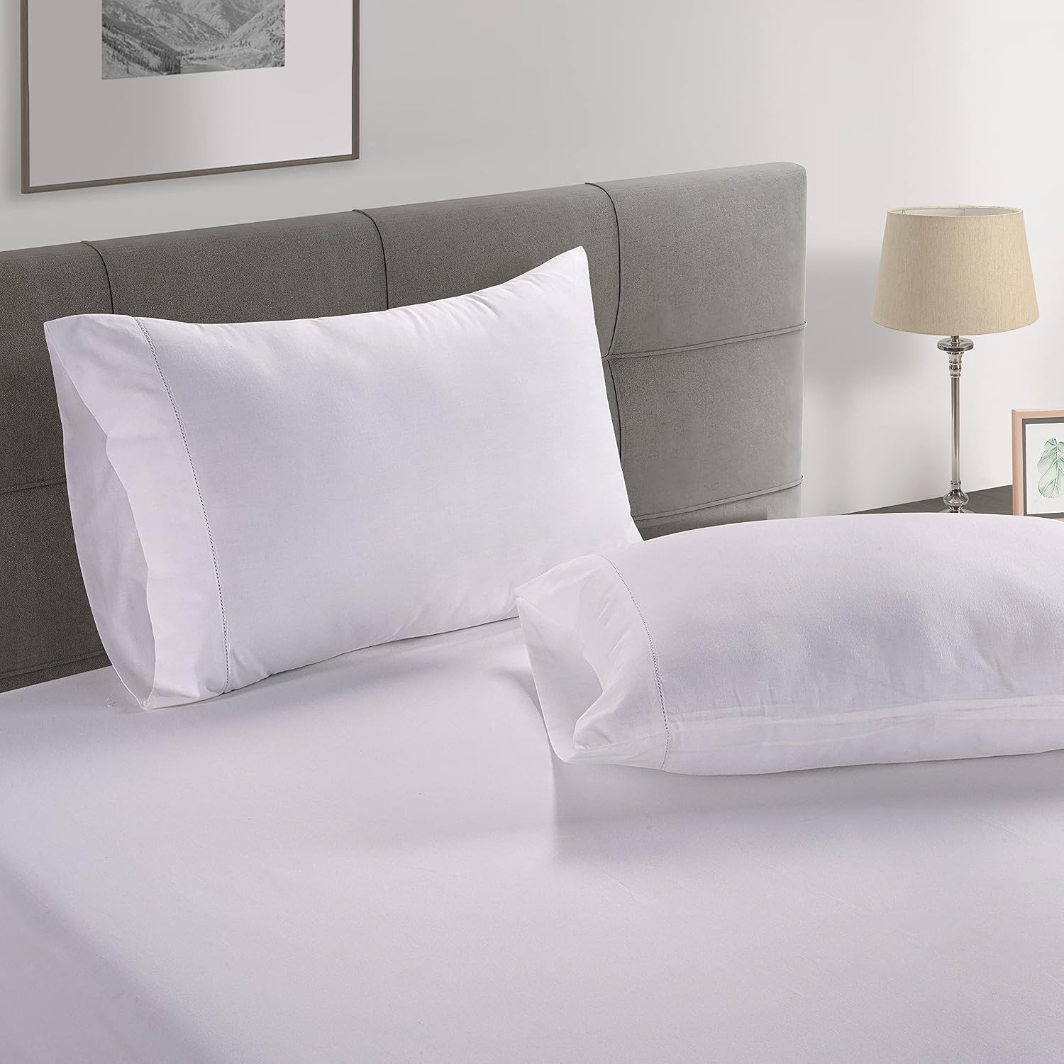 LANE LINEN Full Size Sheet Set 100% Organic Cotton Soft 8pc Percale - White | Full Sheet Set. 100% Organic Cotton Percale - Easy-Care Machine Washable. Breathable
