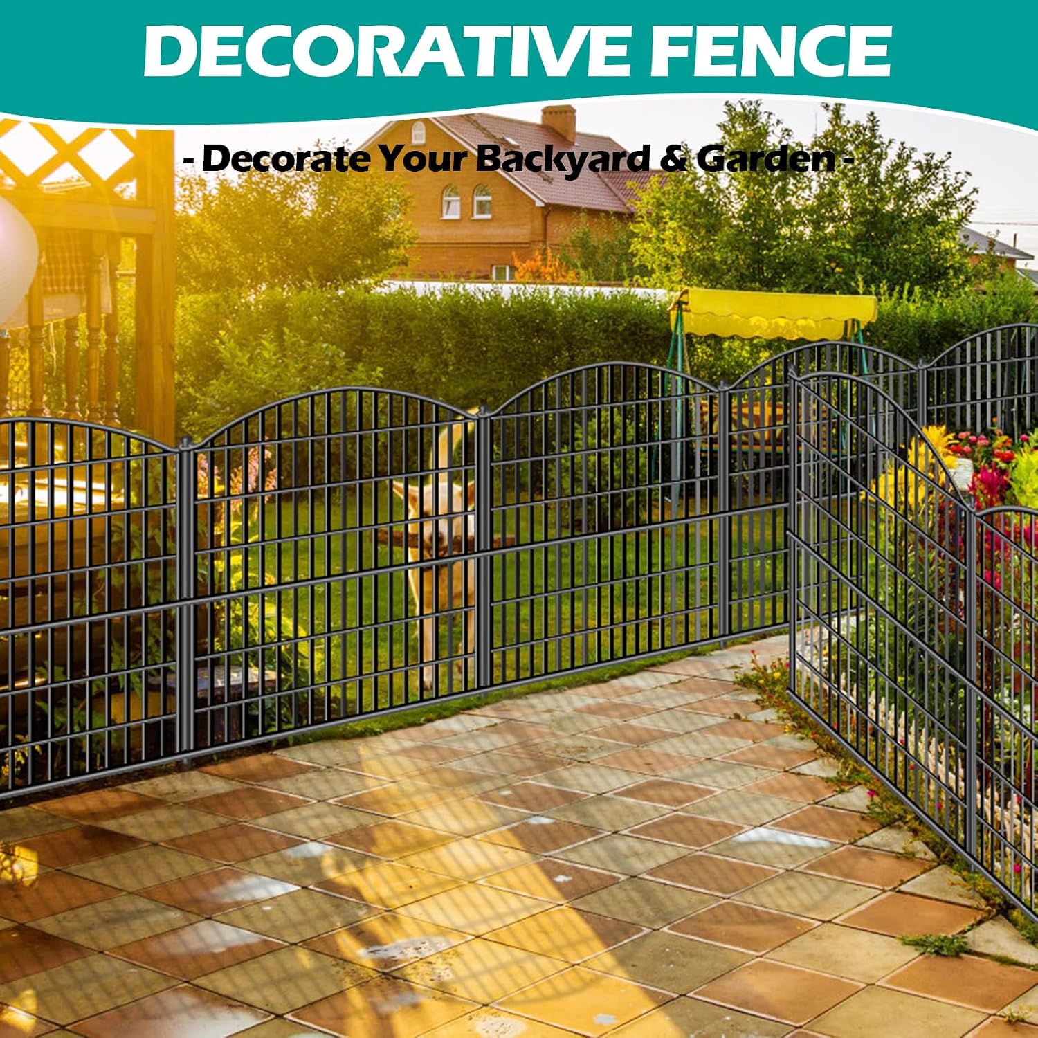 ULIOK 15 Panels Decorative Garden Fence. 32 in(H) X 37.9ft(L) No Dig Fence Panels Animal Barrier for Patio. Animal Ground Stakes Fencing for Garden. Rabbit Dog Temporary Fence for Outdoor Yard