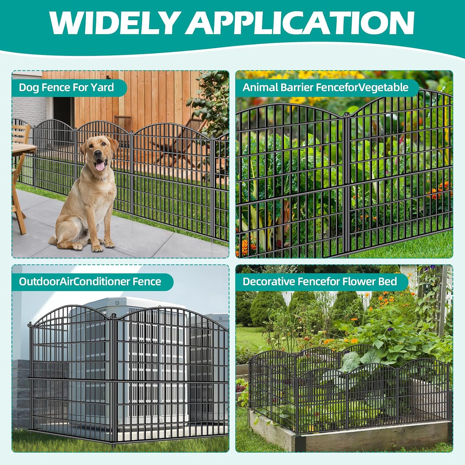 ULIOK 15 Panels Decorative Garden Fence. 32 in(H) X 37.9ft(L) No Dig Fence Panels Animal Barrier for Patio. Animal Ground Stakes Fencing for Garden. Rabbit Dog Temporary Fence for Outdoor Yard