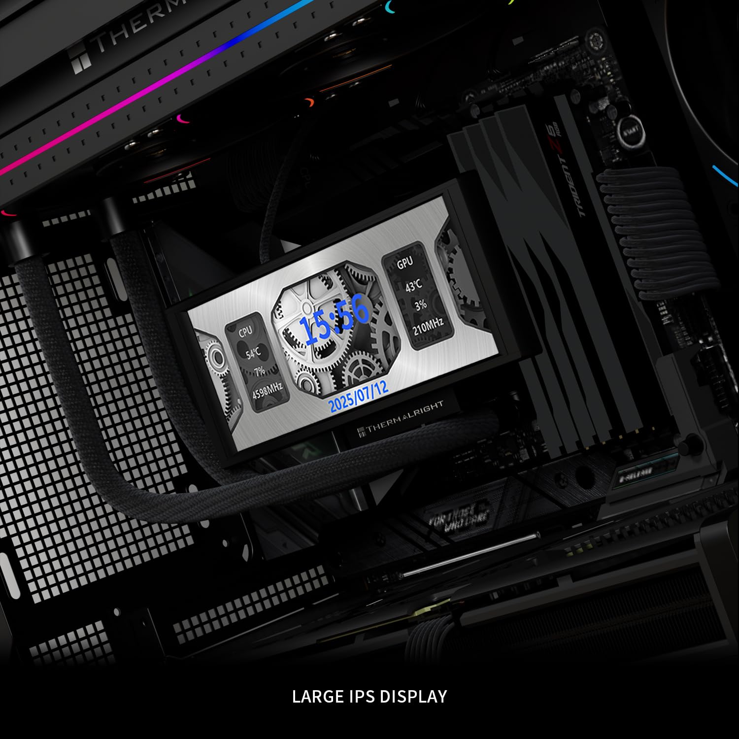 Thermalrlght Trofeo Vision 360 ARGB Black CPU Aio Cooler.CPU Water Cooling System.6.86inch IPS Long Screen with 1280x480 Resolution.for AM4/AM5.LGA1851/1700.Magnetic Screen is not Limited