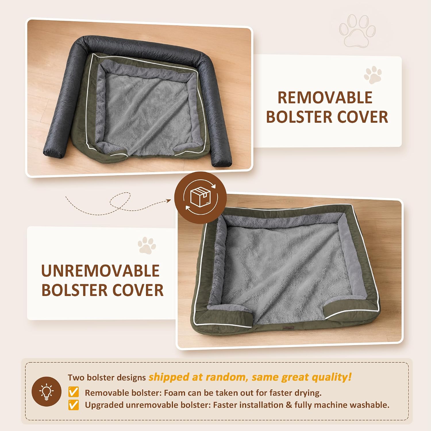 Comfort Expression Waterproof Orthopedic Dog Bed for Medium Size Dog | Supportive Egg Crate Foam Medium Pet Bed with Removable Bolsters. Dog Couch with Washable Cover & Non-Slip Bottom. 30x20 Inch