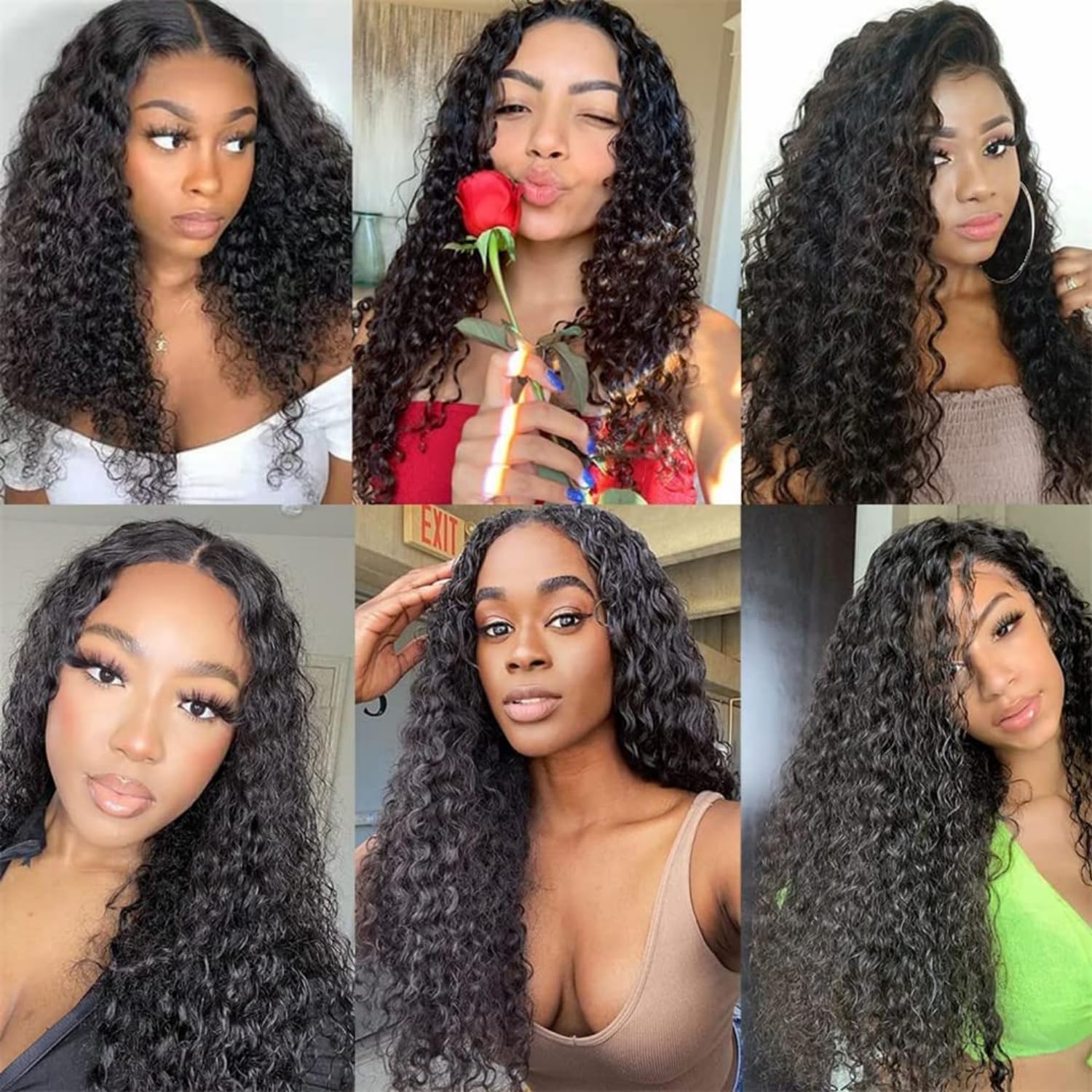 Water Wave Human Hair Bundles 20 20 22 22 Inch 4 Bundles Deep Curly Human Hair Double Weft Wet and Wavy Hair Extensions Natural Color