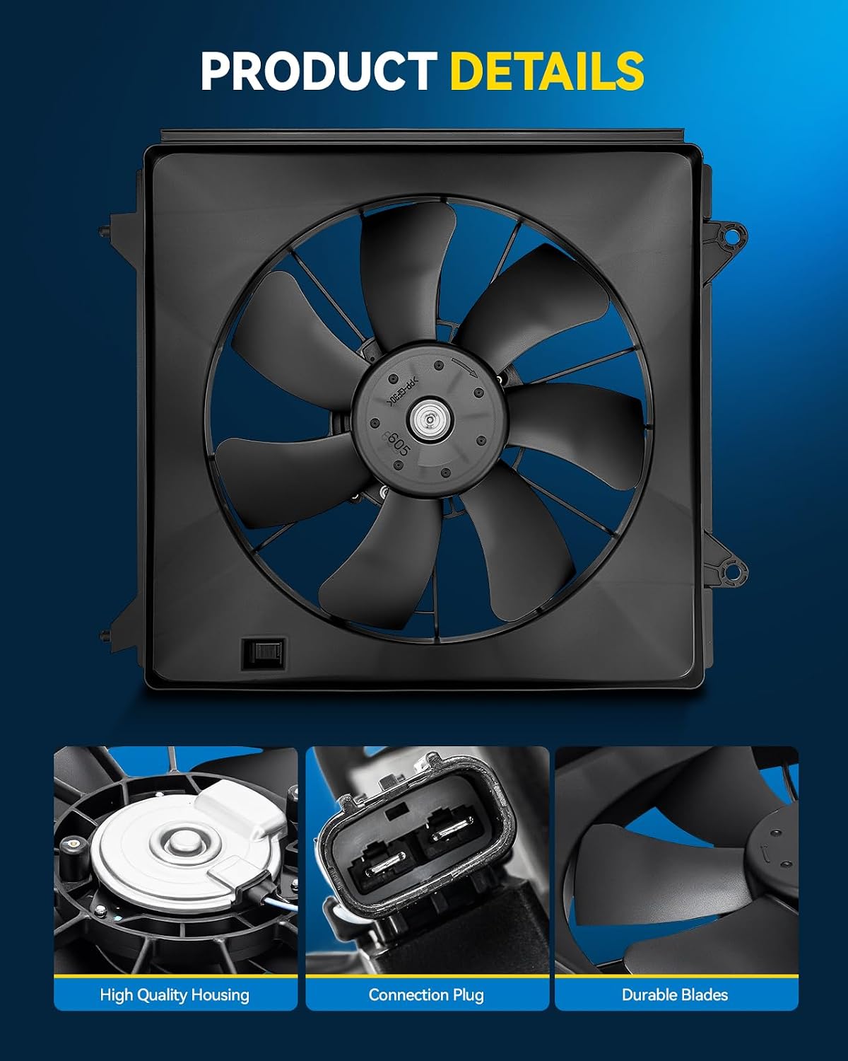 PHILTOP 621357 Radiator Cooling Fan Assembly. Compatible with 2.4L for