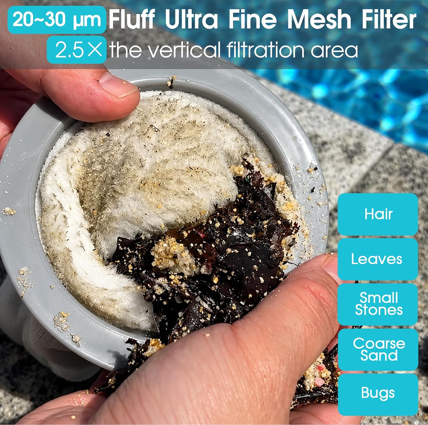 AQUAFYSH Cordless Pool Vacuum-True Powerful Suction 18.9GPM. 100inch. 1H Runtime. 25µm Fluff Ultra Fine Filter.Handheld Rechargeable Hot Tub Cleaner with Poles for Above Ground&Inground Pool