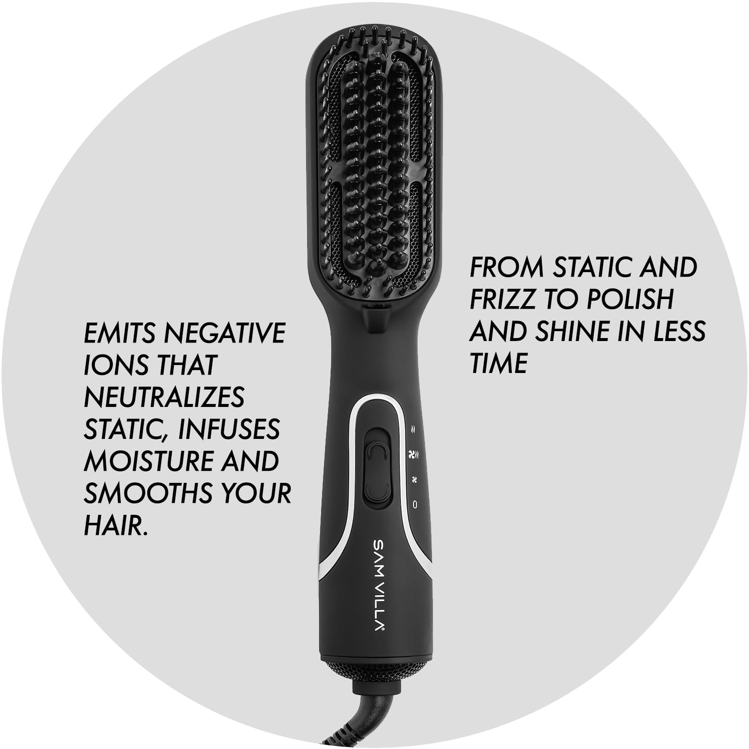 Sam Villa Pro Results 3-in-1 Blow Dryer Brush Straightener & Blowout Brush