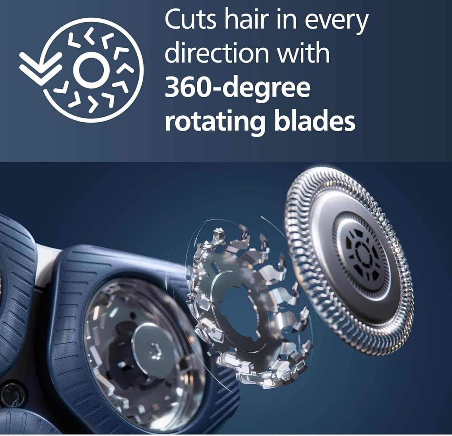 Philips Rechargeable Wet/Dry Electric Shaver with SenseIQ and Comfort Glide Ring Technology. Battery Powered. Silver