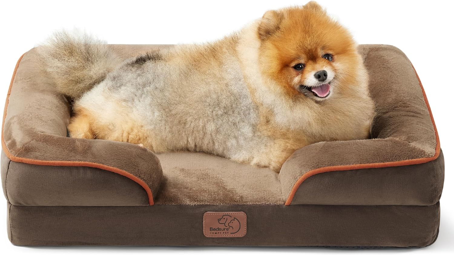 Bedsure Orthopedic Dog Beds for Small Dogs - Washable Small Dog Cat Bed Waterproof. Comfort Pet Couch Sofa with Washable Removable Cover. Pets Bed with Nonskid Bottom. Brown. 24 | 24 Classic Comfy Puppy Couch Sofa Waterproof. Cozy Bolster Sides. Nonslip Bottom. Pet bed for Cats.Senior Dogs. Brown