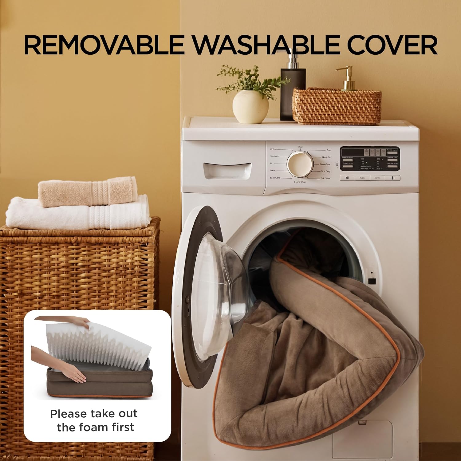 Bedsure Orthopedic Dog Beds for Small Dogs - Washable Small Dog Cat Bed Waterproof. Comfort Pet Couch Sofa with Washable Removable Cover. Pets Bed with Nonskid Bottom. Brown. 24 | 24 Classic Comfy Puppy Couch Sofa Waterproof. Cozy Bolster Sides. Nonslip Bottom. Pet bed for Cats.Senior Dogs. Brown