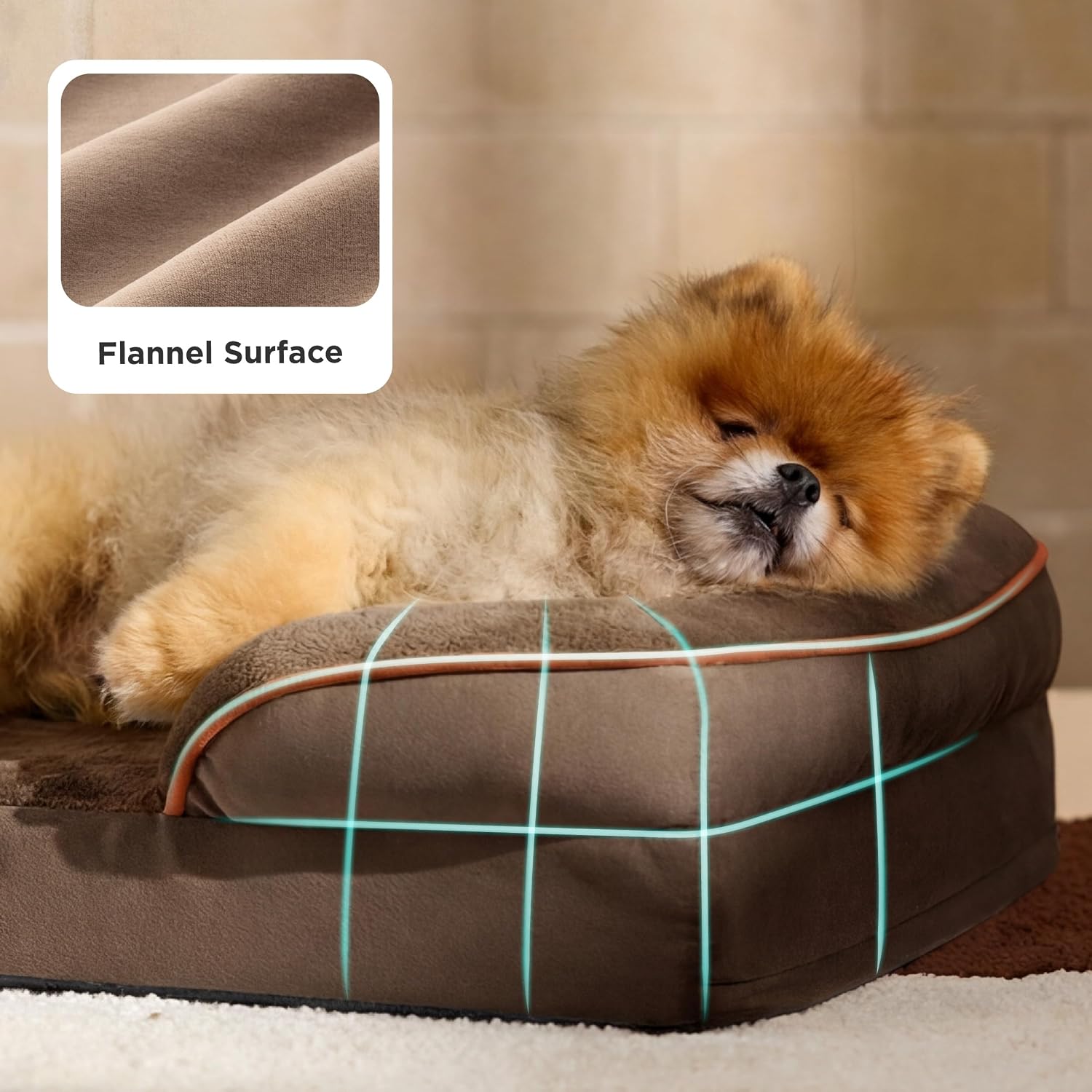 Bedsure Orthopedic Dog Beds for Small Dogs - Washable Small Dog Cat Bed Waterproof. Comfort Pet Couch Sofa with Washable Removable Cover. Pets Bed with Nonskid Bottom. Brown. 24 | 24 Classic Comfy Puppy Couch Sofa Waterproof. Cozy Bolster Sides. Nonslip Bottom. Pet bed for Cats.Senior Dogs. Brown